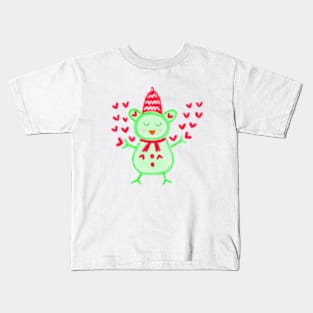 Green penguin heart watercolor Kids T-Shirt